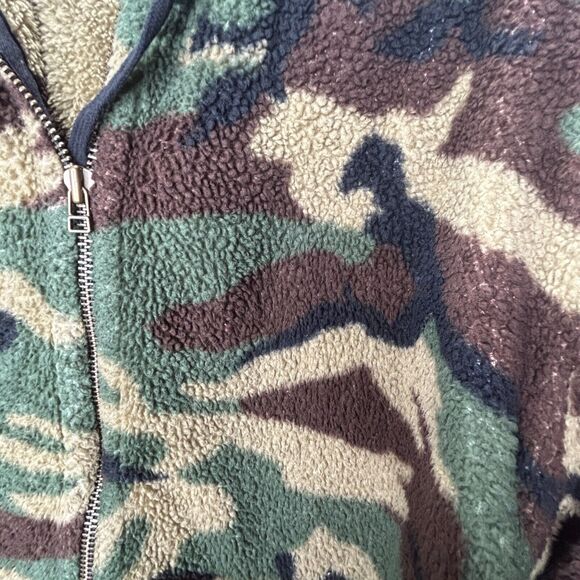 Faith Connexion Camo Sherpa Zip Hoodie Jacket Split Kangaroo Pocket Lace Side SM - Picture 6 of 15